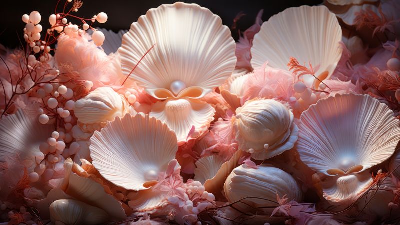 shells wallpaper, coral, beach, background for desktop wallpaper (horizontal)