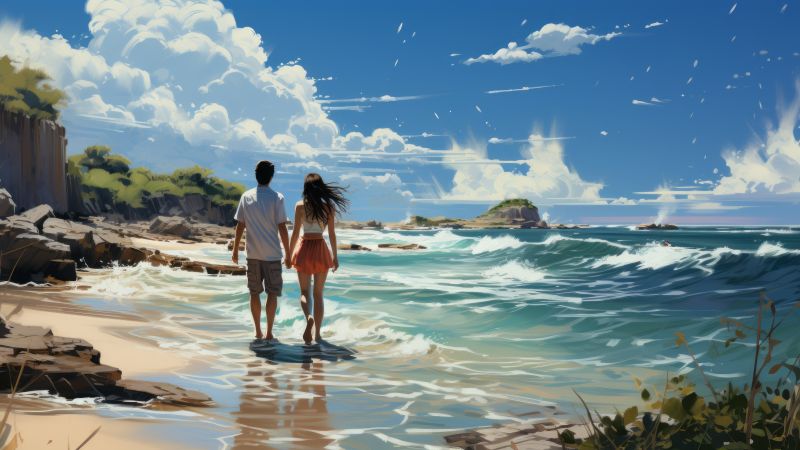 beach wallpaper, ocean, romance, background for desktop wallpaper (horizontal)