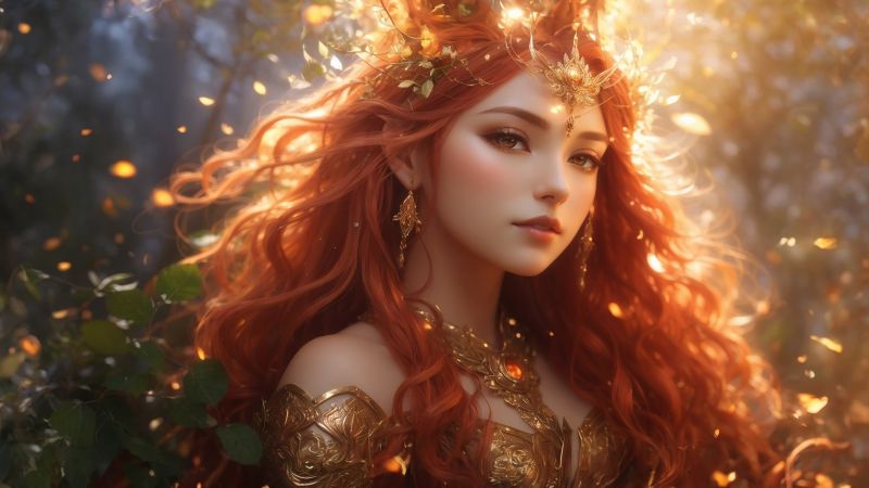 anime girl wallpaper, red-haired character, anime aesthetics, background for desktop wallpaper (horizontal)