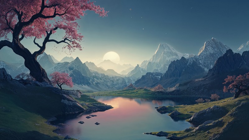 lake wallpaper, nature, landscape, background for desktop wallpaper (horizontal)