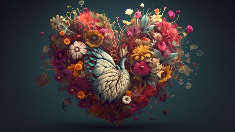 heart wallpaper, romance, floral, background for desktop wallpaper (horizontal)