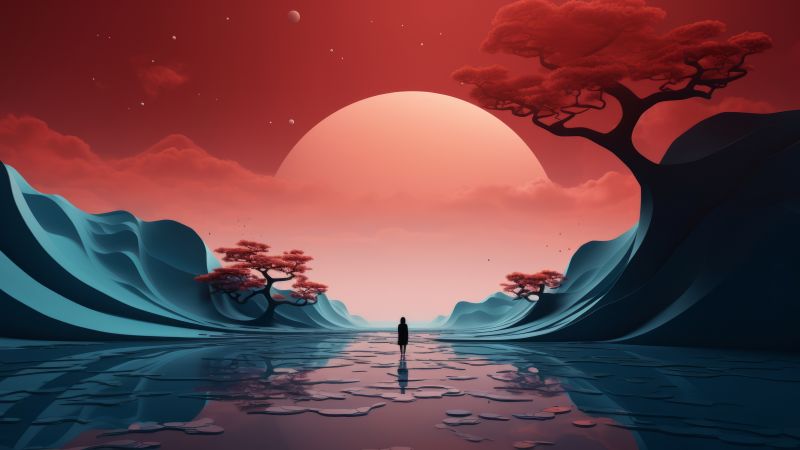 lake wallpaper, tree, reflection, background for desktop wallpaper (horizontal)