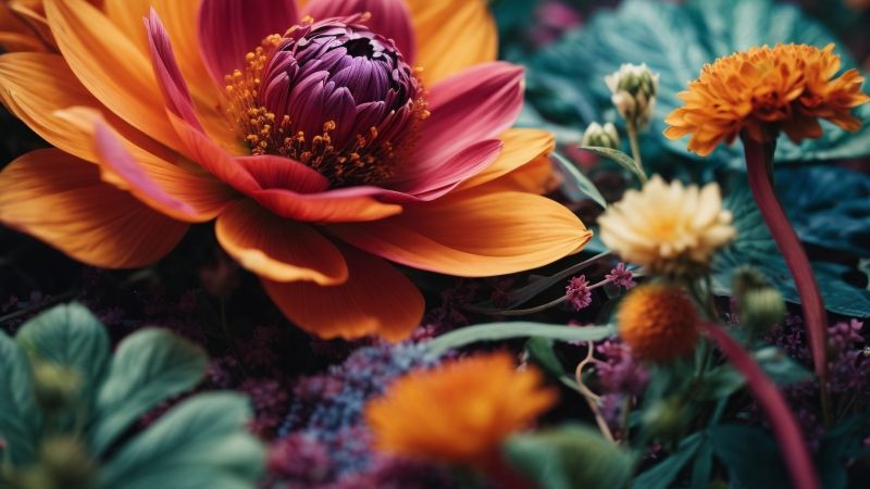 flowers wallpaper, yellow, sunlight, background for desktop wallpaper (horizontal)