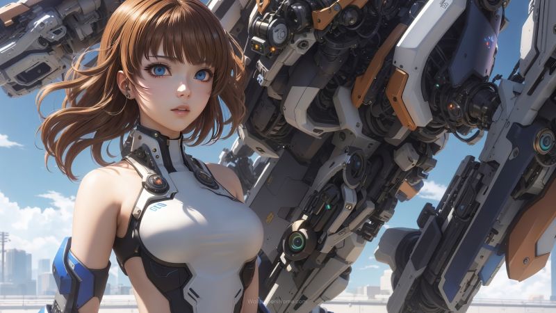 anime girl wallpaper, robotic, sci-fi, background for desktop wallpaper (horizontal)