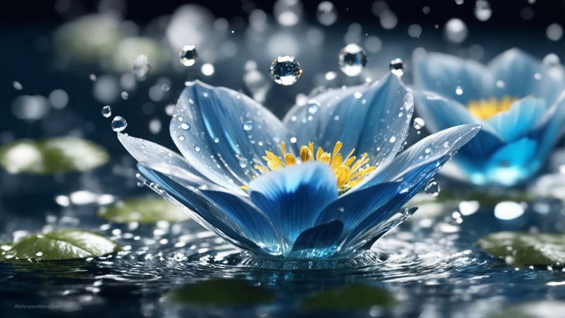 flowers wallpaper, raindrops, nature, background for desktop wallpaper (horizontal)