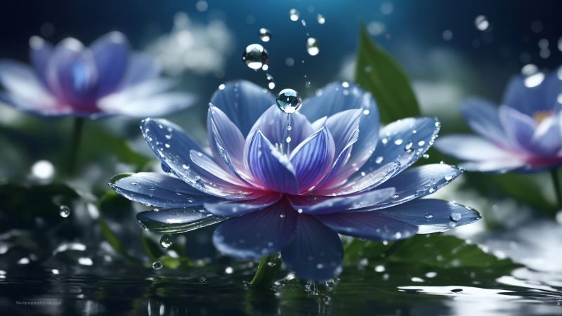 flowers wallpaper, rain, glass, background for desktop wallpaper (horizontal)