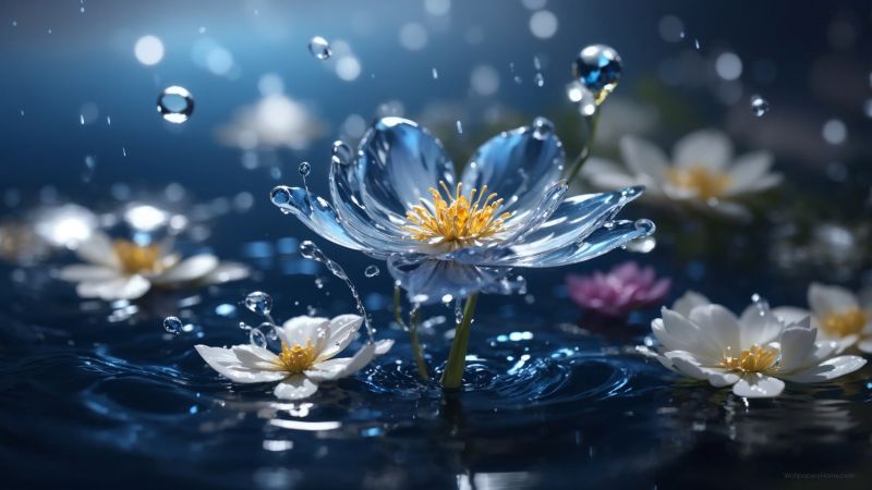 flowers wallpaper, rain, nature, background for desktop wallpaper (horizontal)