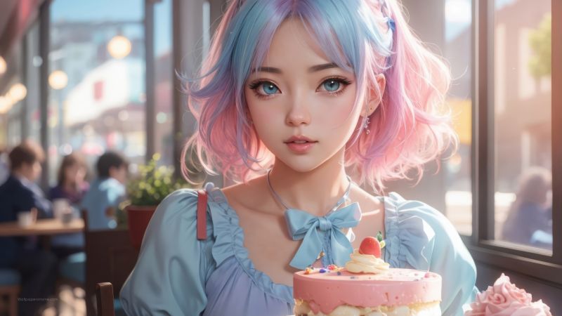 anime girl wallpaper, sweet treat, bakery, background for desktop wallpaper (horizontal)