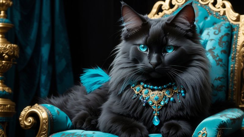 cat wallpaper, black cat, pet, background for desktop wallpaper (horizontal)