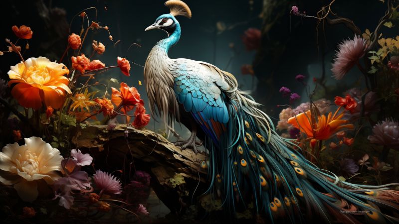 peacock wallpaper, ornate, exotic, background for desktop wallpaper (horizontal)