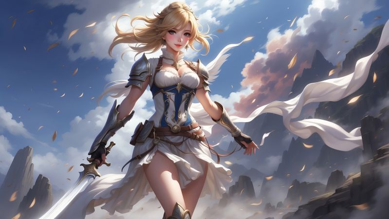 anime girl wallpaper, fantasy princess, digital art, background for desktop wallpaper (horizontal)