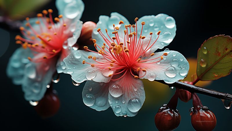 flowers wallpaper, white blooms, floral, background for desktop wallpaper (horizontal)