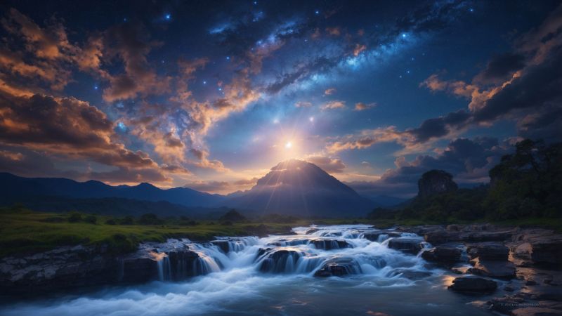 river wallpaper, mountains, landscape, background for desktop wallpaper (horizontal)
