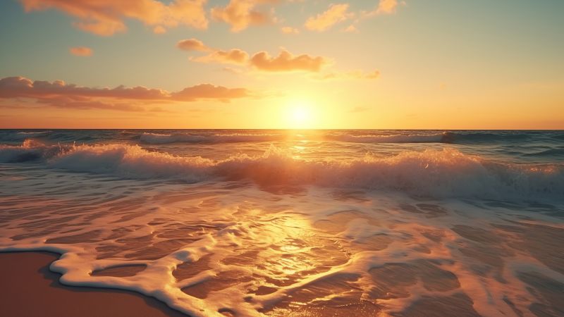 beach wallpaper, sea, shoreline, background for desktop wallpaper (horizontal)