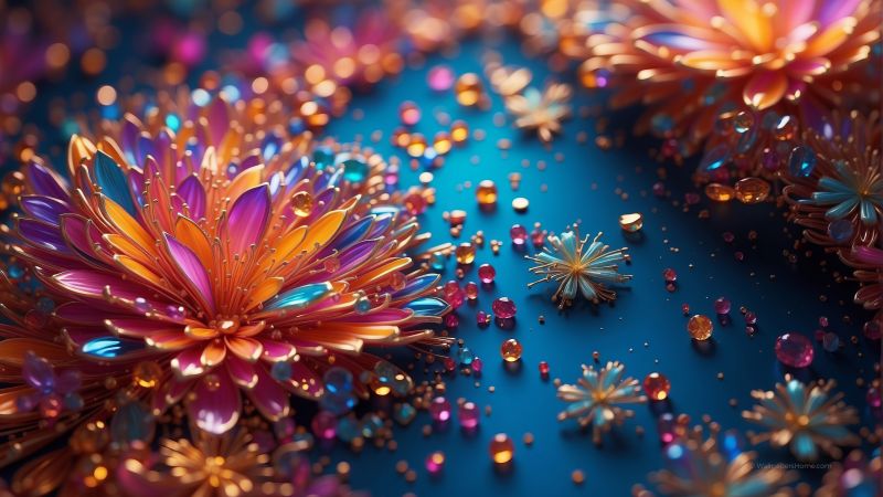 glass wallpaper, colorful, gems, background for desktop wallpaper (horizontal)