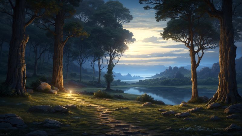 Windows 12 wallpaper, sunset, tropical, background for desktop wallpaper (horizontal)