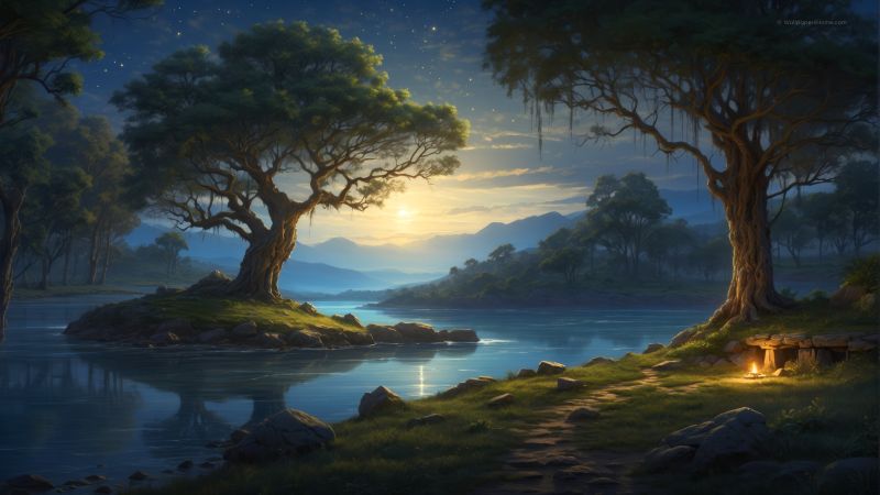 Windows 12 wallpaper, sunset, wilderness, background for desktop wallpaper (horizontal)