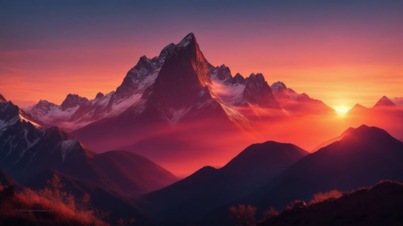 mountains wallpaper, sunset, landscape, background for desktop wallpaper (horizontal)