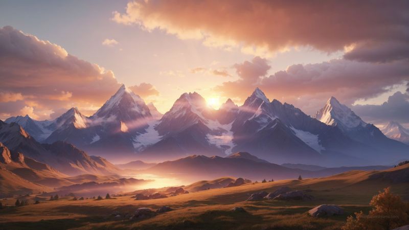 mountains wallpaper, evening, horizon, background for desktop wallpaper (horizontal)