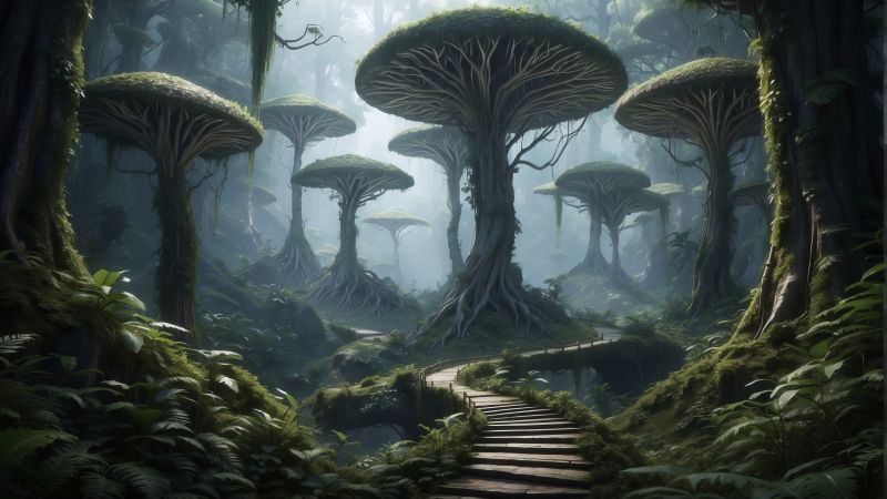 Windows 12 wallpaper, woodland, technology, background for desktop wallpaper (horizontal)