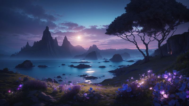 windows 12 wallpaper, sea, coastline, background for desktop wallpaper (horizontal)