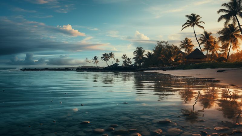 Windows 12 wallpaper, seaside, waves, background for desktop wallpaper (horizontal)