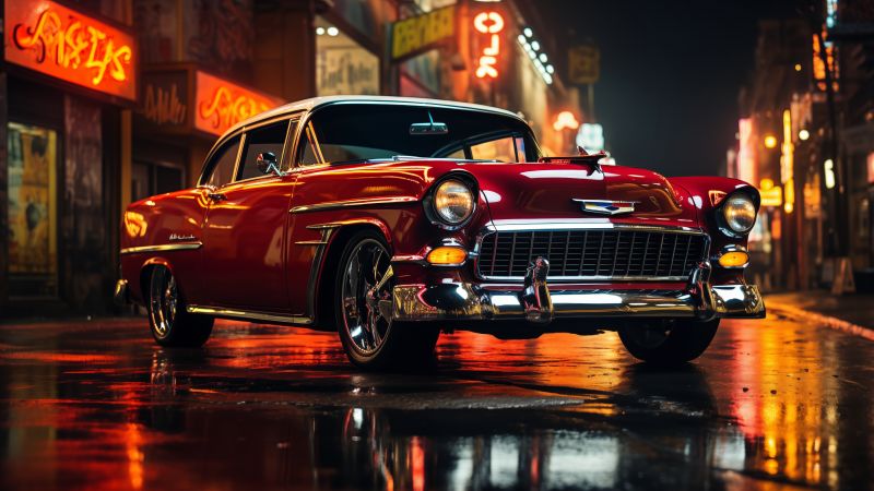 classic car wallpaper, retro vehicle, classic design, background for desktop wallpaper (horizontal)