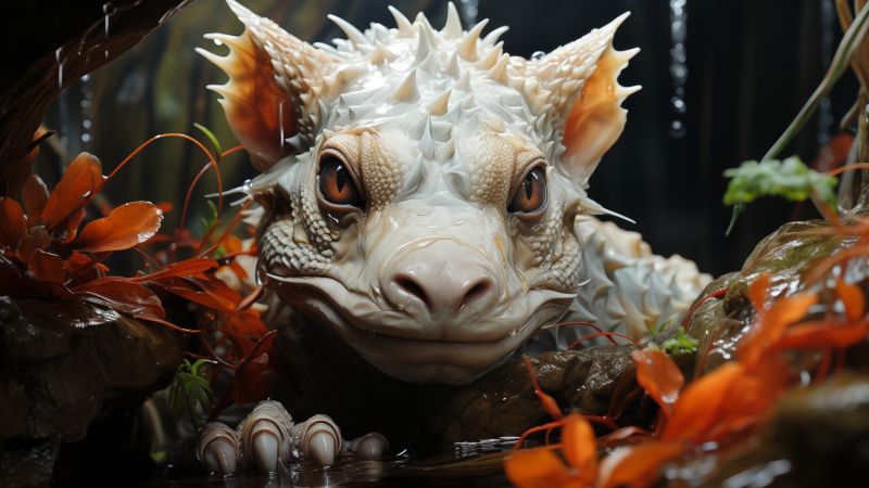 Dragon wallpaper, white, majestic, background for desktop wallpaper (horizontal)