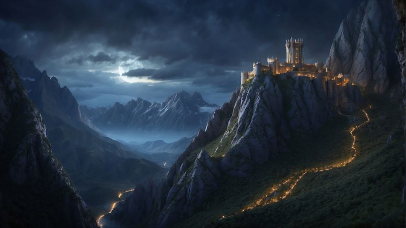 Windows 12 wallpaper, medieval castle, ancient fortress, background for desktop wallpaper (horizontal)