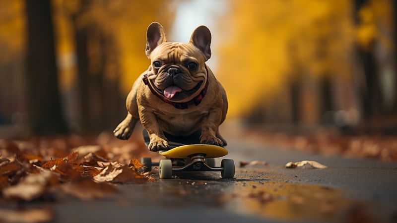Dog wallpaper, canine, wheels, background for desktop wallpaper (horizontal)