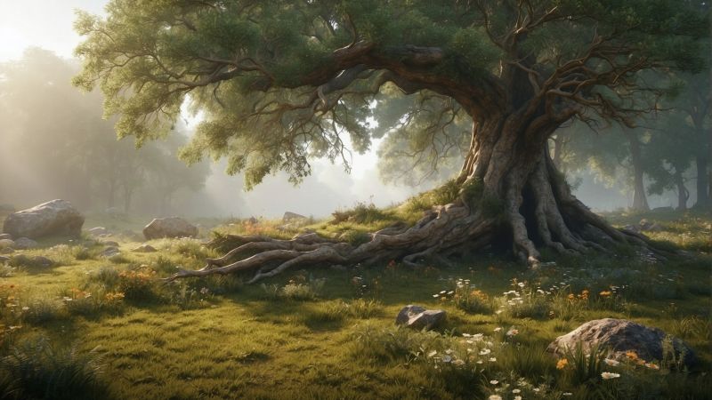 tree wallpaper, woodland, nature, background for desktop wallpaper (horizontal)