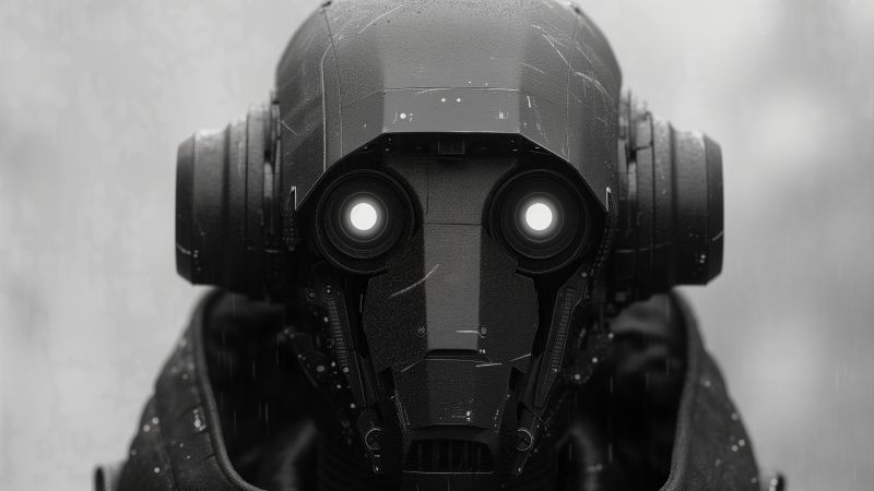 robot wallpaper, black, digital, background for desktop wallpaper (horizontal)