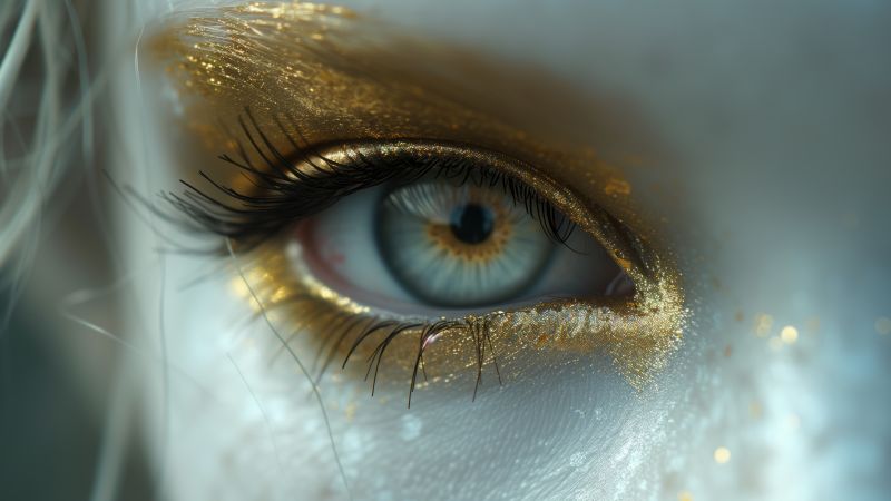 eye wallpaper, golden, sparkle, background for desktop wallpaper (horizontal)