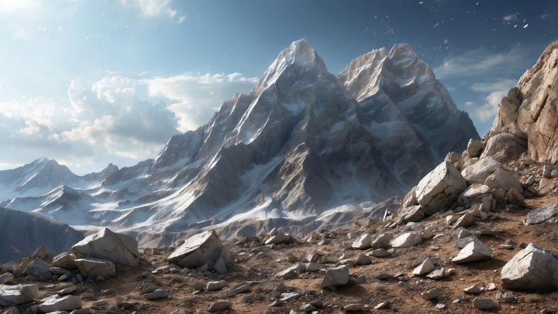 mountains wallpaper, boulders, sky, background for desktop wallpaper (horizontal)