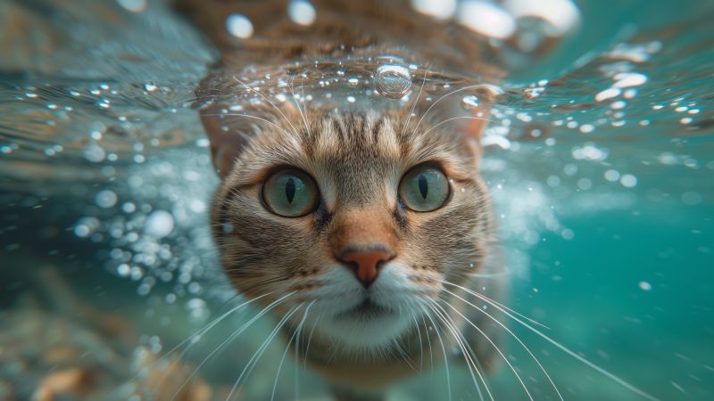cat wallpaper, aquatic, ocean, background for desktop wallpaper (horizontal)