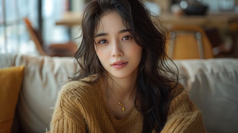 girl wallpaper, young woman, casual style, background for desktop wallpaper (horizontal)