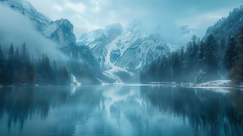 mountains wallpaper, serene lake, alpine scenery, background for desktop wallpaper (horizontal)