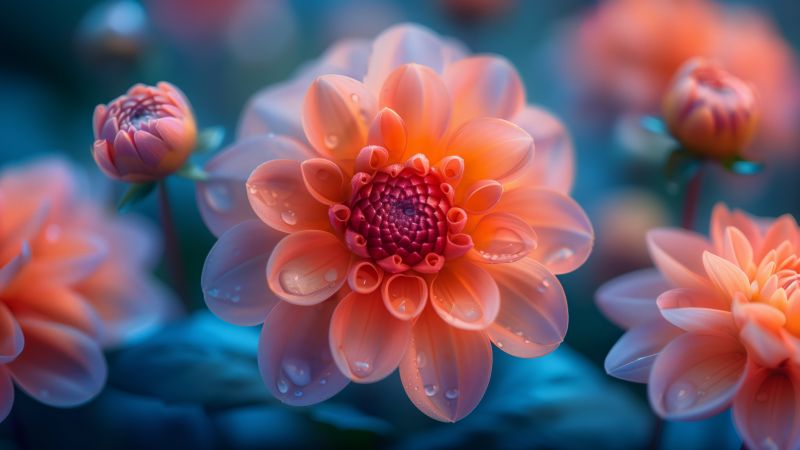flowers wallpaper, orange, garden, background for desktop wallpaper (horizontal)