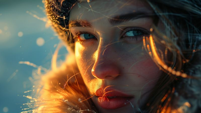 girl wallpaper, snow, outdoor, background for desktop wallpaper (horizontal)