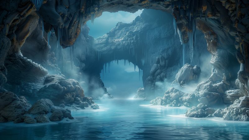 cave wallpaper, water, serene, background for desktop wallpaper (horizontal)