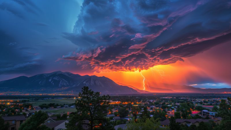 mountains wallpaper, village, settlement, background for desktop wallpaper (horizontal)