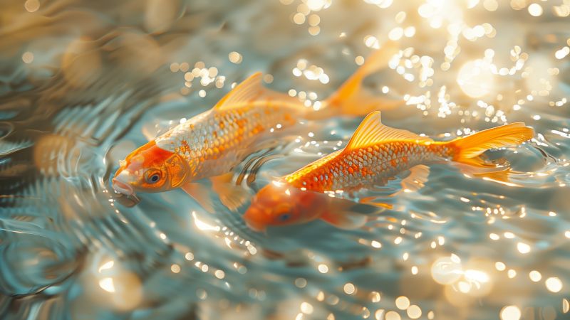 fish wallpaper, aquatic, shimmering, background for desktop wallpaper (horizontal)