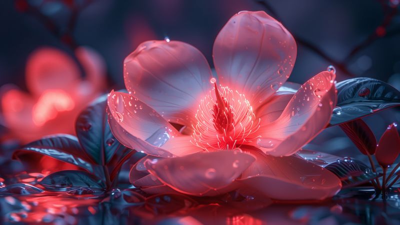 iPhone 16 wallpaper, magnolia blossom, bold colors, background for desktop wallpaper (horizontal)