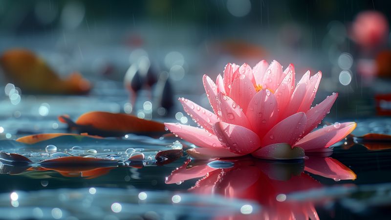 iPhone 16 wallpaper, blooming lotus, bright pink, background for desktop wallpaper (horizontal)