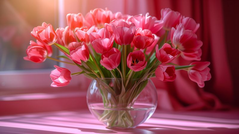 tulips wallpaper, flowers, garden, background for desktop wallpaper (horizontal)