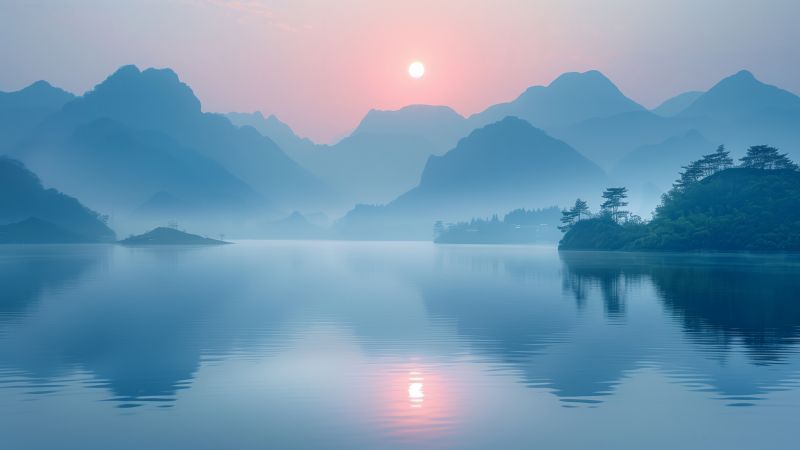 mountains wallpaper, lake, serene, background for desktop wallpaper (horizontal)