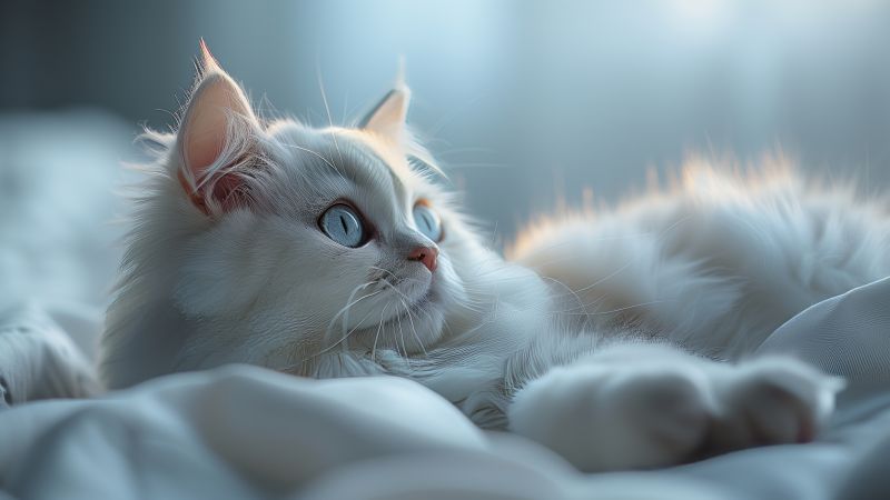 cat wallpaper, fluffy, pet, background for desktop wallpaper (horizontal)