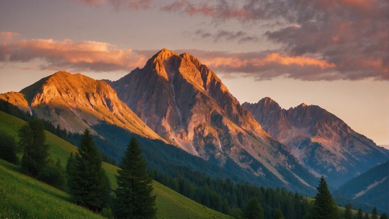 mountains wallpaper, dusk, scenic, background for desktop wallpaper (horizontal)