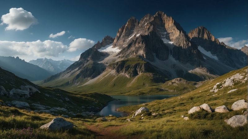 mountains wallpaper, meadows, grassy fields, background for desktop wallpaper (horizontal)