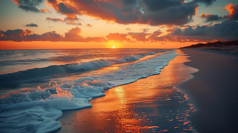 beach wallpaper, ocean, horizon, background for desktop wallpaper (horizontal)